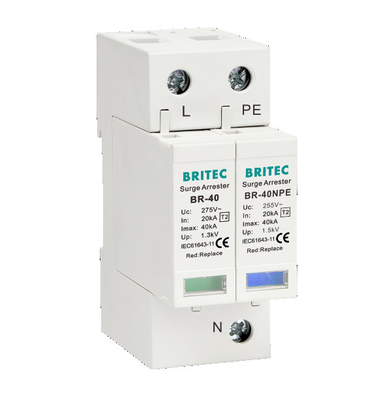 BR-40 1P+1 AC SPD टाइप 2 सर्ज प्रोटेक्शन डिवाइस अरेस्टर 40kA सिंगल फेज एसपीडी