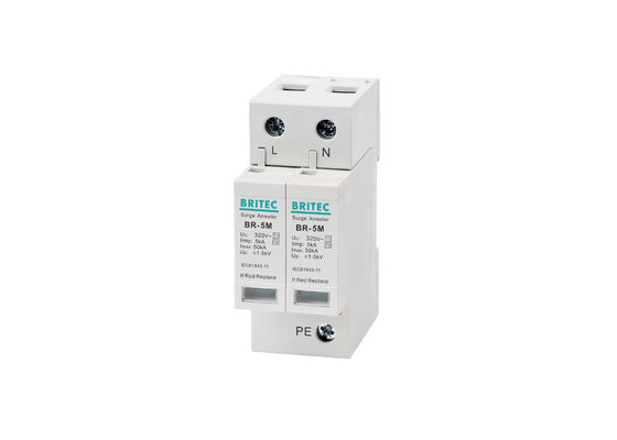 BR-5M 320V 2P सिंगल फेज एसपीडी 5kA टाइप 1 + टाइप 2 सर्ज प्रोटेक्शन डिवाइस DIN रेल माउंट